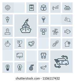 Modern, simple, grey vector icon set with road, electricity, lamp, sky, bulb, business, customer, knight, computer, jump, electric, parachute, award, achievement, explosion, favorite, winner, pc icons