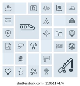 Modern, simple, grey vector icon set with love, camp, heart, flight, marketing, aircraft, business, template, target, customer, tent, sport, presentation, concept, airplane, button, plane, check icons