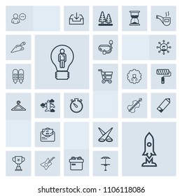 Modern, simple, grey vector icon set with concept, envelope, victory, business, spotlight, time, winner, ribbon, post, competition, account, user, mask, technology, craft, creative, scene, cup icons