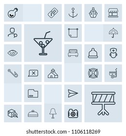 Modern, simple, grey vector icon set with electricity, stick, internet, file, music, finance, cocktail, drum, office, document, note, customer, tool, business, trend, light, concept, trip, water icons