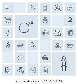 Modern, simple, grey vector icon set with water, phone, bomb, vehicle, morning, car, mobile, landscape, male, tool, technology, tag, card, paper, money, transportation, sun, falling, credit, boy icons