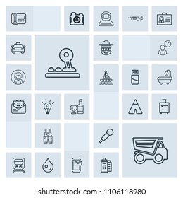 Modern, simple, grey vector icon set with sound, character, business, vehicle, dump, tipper, adventure, work, music, railway, travel, wear, clothing, arrow, water, mail, office, dumper, cartoon icons