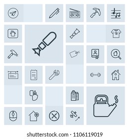 Modern, simple, grey vector icon set with kitchen, workout, building, real, water, sign, house, favorite, night, business, mouse, email, space, lighter, apartment, computer, fire, bomb, stop, no icons