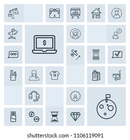 Modern, simple, grey vector icon set with account, online, girl, woman, cable, web, support, cash, sea, computer, real, hour, snorkel, balance, summer, space, estate, headset, hourglass, sand icons
