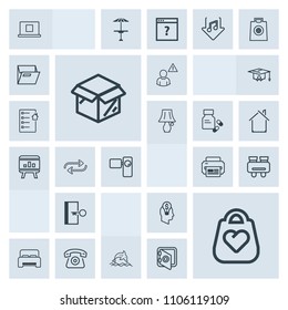 Modern, simple, grey vector icon set with nature, sign, printer, box, alarm, home, style, double, vision, online, concept, fashion, bag, escape, web, glasses, internet, package, idea, network icons