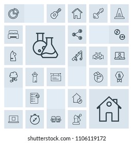 Modern, simple, grey vector icon set with achievement, share, medicine, billboard, technology, award, profile, delivery, boxing, package, laboratory, north, temperature, home, pie, web, first icons