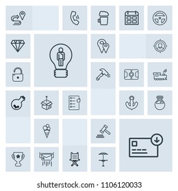 Modern, simple, grey vector icon set with first, mail, food, envelope, boat, sea, location, idea, armchair, furniture, white, winner, post, achievement, seat, award, bag, finance, law, route icons