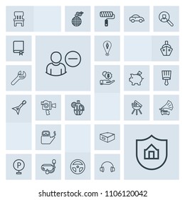 Modern, simple, grey vector icon set with sea, user, home, account, technology, music, travel, protect, lot, urban, delete, vehicle, equipment, barbecue, room, kitchen, laboratory, road, hot icons
