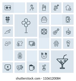 Modern, simple, grey vector icon set with phone, drink, mobile, glass, electric, mug, park, summer, fan, wallet, cash, finance, air, cooler, egypt, pole, airport, cup, food, loud, speaker, juice icons