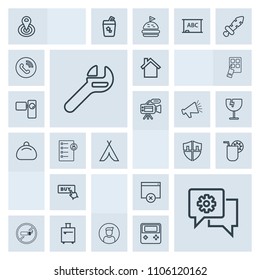 Modern, simple, grey vector icon set with security, glass, buy, cell, center, tool, addiction, repair, home, juice, communication, cocktail, protect, mobile, cigarette, tobacco, camp, button, no icons
