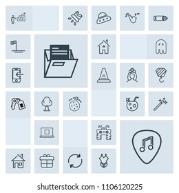 Modern, simple, grey vector icon set with estate, success, musical, magic, planet, office, guitar, cocktail, wizard, quad, extreme, development, dirt, blank, personal, building, music, magician icons
