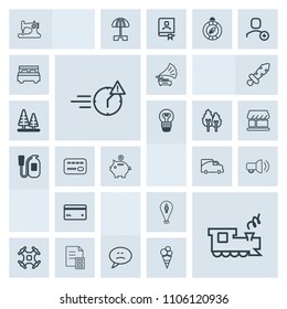 Modern, simple, grey vector icon set with craft, man, bank, message, communication, late, train, van, drone, speech, machine, control, sewing, investment, map, traffic, fashion, financial, night icons