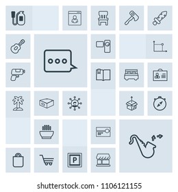 Modern, simple, grey vector icon set with tripod, road, south, emergency, dinner, cart, musical, equipment, cassette, east, audio, camera, people, north, compass, video, vehicle, jazz, music icons