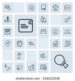 Modern, simple, grey vector icon set with satellite, home, location, cost, laboratory, electrical, travel, tool, tape, insulating, star, purse, equipment, ocean, estate, coin, sale, lighthouse icons