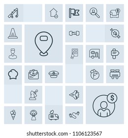 Modern, simple, grey vector icon set with earth, airplane, antenna, food, sign, finance, thermometer, search, aircraft, vision, glasses, money, cream, fish, van, temperature, workout, exercise icons