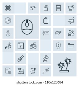 Modern, simple, grey vector icon set with present, location, interior, people, mouse, banking, money, computer, tropical, file, tree, helicopter, energy, click, nature, device, table, electric icons