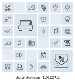 Modern, simple, grey vector icon set with music, antenna, furniture, backdrop, center, business, typography, guitar, team, list, communication, double, bill, transport, print, light, road, call icons