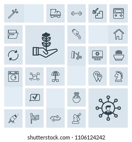 Modern, simple, grey vector icon set with seedling, road, space, wand, technology, nation, equipment, location, replacement, life, screen, wizard, flag, tree, change, horse, growth, craft, chat icons