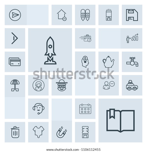 Modern, simple, grey vector icon set with schedule,\
computer, bin, bag, rocket, bodysuit, user, internet, field, time,\
car, late, cute, message, office, call, travel, technology, center,\
can icons
