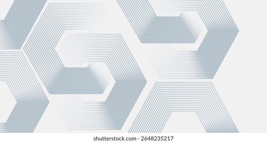 Líneas hexagonales simples modernas sobre fondo gris. Arte geométrico brillante