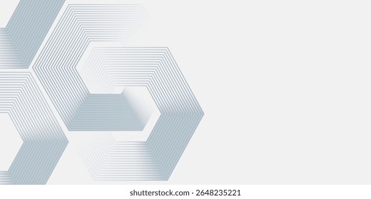 Modern simple hexagon lines on gray background. Geometric glowing