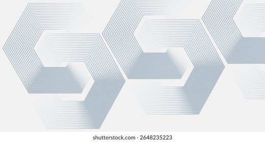Moderne einfache Sechsecklinien auf grauem Hintergrund. Geometrisches Glühen Kunst schön