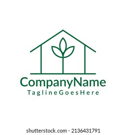 modern and simple house with plant logo design
