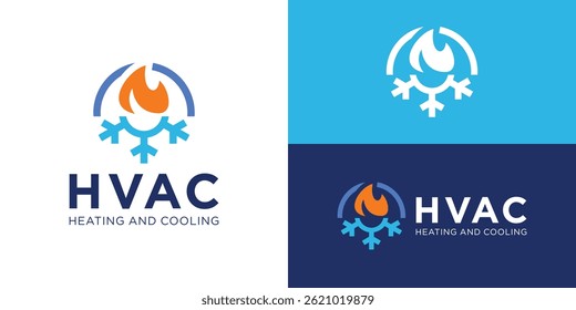 Modelo de logotipo HVAC simples moderno. Ilustração do vetor do projeto do logotipo do serviço de aquecimento e refrigeração.
