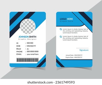 Diseño moderno y simple de tarjetas de identificación. plantilla de tarjeta de identificación de empleado de empresa corporativa.