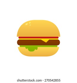 Modern and simple illustration of a cheeseburger, isolated on white background.