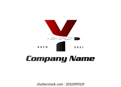 Diseño inicial de logotipo de ilustración moderna y simple combinado con disparo de bala.
