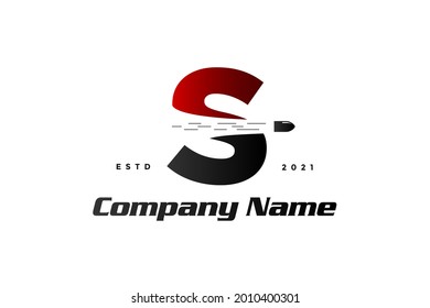 Modern and Simple illustration logo design initial S combine with bullet shot.