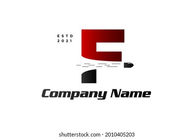 Diseño inicial de logotipo de ilustración moderna y sencilla F combinado con disparo de bala.