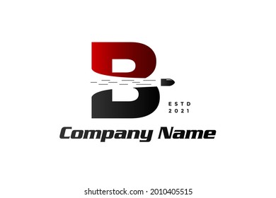 Modern and Simple illustration logo design initial B combine with bullet shot.