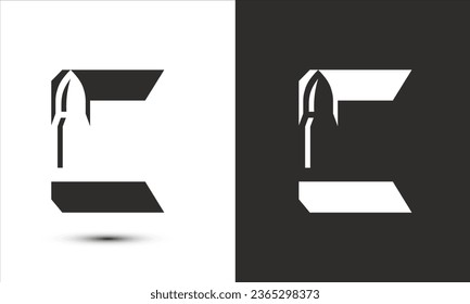 Diseño de logotipo de ilustración moderna y simple, c inicial se combina con viñeta.