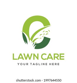 Modern Simple Initial C Letter Lawn Care Logo Concept. Landscaping Garden Environment Service Company