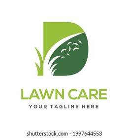 Modern Simple Initial D Letter Lawn Care Logo Concept. Landscaping Garden Environment Service Company