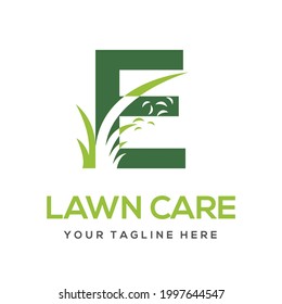 Modern Simple Initial E Letter Lawn Care Logo Concept. Landscaping Garden Environment Service Company