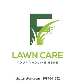 Concepto Moderno Simple Inicial De Carta Para El Logo De Lawn Care. Empresa de servicios de protección del medio ambiente de los jardines paisajistas