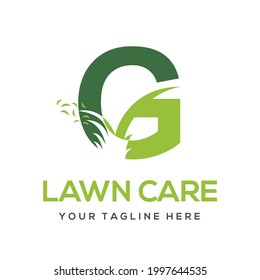 Modern Simple Initial G Letter Lawn Care Logo Concept. Landscaping Garden Environment Service Company