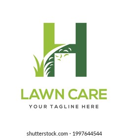 Modern Simple Initial H Letter Lawn Care Logo Concept. Landscaping Garden Environment Service Company