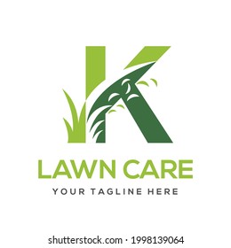 Modern Simple Initial K Letter Lawn Care Logo Concept. Landscaping Garden Environment Service Company