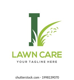 Modern Simple Initial I Letter Lawn Care Logo Concept. Landscaping Garden Environment Service Company