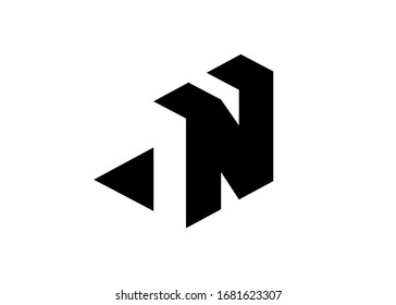 modern and simple initial  letter N with negative space style vector illustration