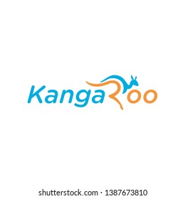 Modern simple initial / letter R in text kangaroo logo design 