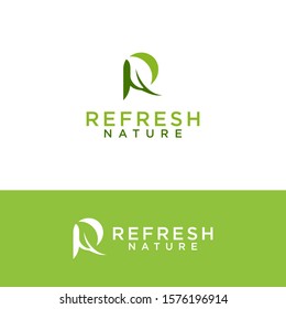 Modern simple initial / letter R logo design, Refresh nature logo design .