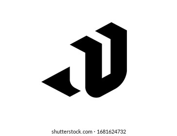 modern and simple initial  letter U with negative space style vector illustration