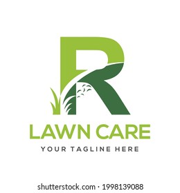 Modern Simple Initial R Letter Lawn Care Logo Concept. Landscaping Garden Environment Service Company