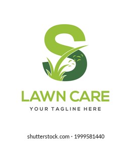 Modern Simple Initial S Letter Lawn Care Logo Concept. Landscaping Garden Environment Service Company