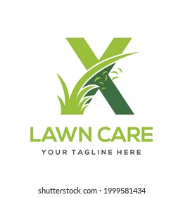 Modern Simple Initial X Letter Lawn Care Logo Concept. Landscaping Garden Environment Service Company